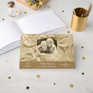 Sepia Roses Photo Template Golden Anniversary Guest Book