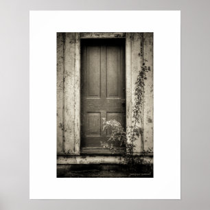 Sepia Rustic Abandoned Building Door Poster Print