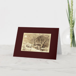 Sepia Santa and Reindeer Holiday Card