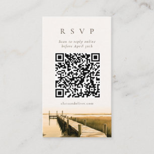 Sepia Script Marsh Lowcountry QR Code RSVP Card