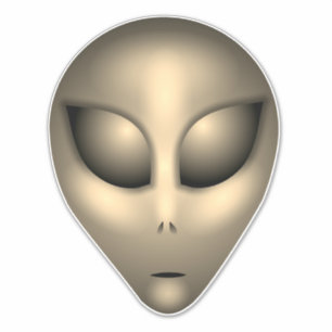 Sepia Shiny Grey Alien Head