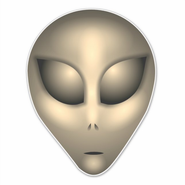 Sepia Shiny Grey Alien Head (Front)