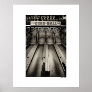 Sepia Skee Ball Arcade Poster Print