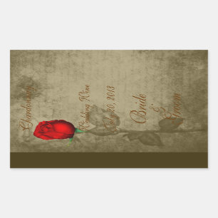 Sepia Spot Colour Red Rosebud Wedding Wine2 Rectangular Sticker