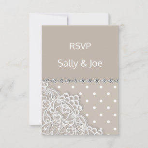 Sepia Spot Lace Diamond Wedding response card