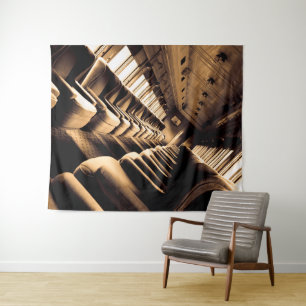 Sepia Steam Train Interior  Tapestry