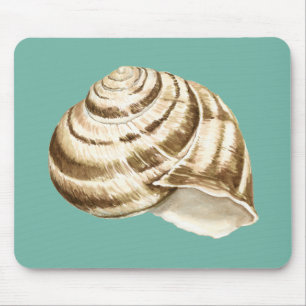 Sepia Striped Shell on Teal Mouse Mat