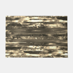 Sepia stripes torn from smudged and grainy texture doormat