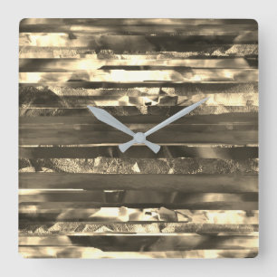 Sepia stripes torn from smudged and grainy texture square wall clock
