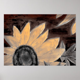 Sepia Sunflower oil painting fine modern art Poster