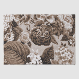 Sepia Tone Brown Vintage Floral Toile No.1 Tissue Paper