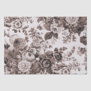 Sepia Tone Brown Vintage Floral Toile No.3 Tissue Paper