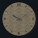 Sepia Tone Hypnotic Diamond Modern Pop Art Large Clock<br><div class="desc">Round Wall Clock, wall art decor and home furnishing decor accessory with Sepia Tone Hypnotic Diamond Modern Pop Art Abstract illustration custom printed to order with original artwork design images by The Fabric Seal print on demand shop at Zazzle #ZazzleMade https://www.zazzle.com/store/thefabricseal 🎨 This graphic art drawing features an awesome looking...</div>