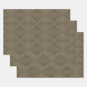 Sepia Tone Hypnotic Diamond Modern Pop Art Wrapping Paper Sheet
