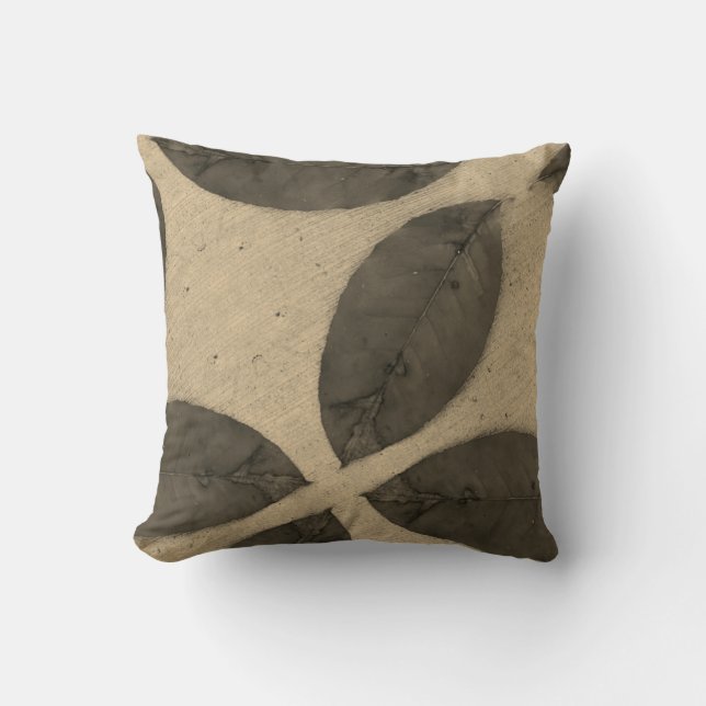 sepia tone leaves solid  plain black back cushion (Front)