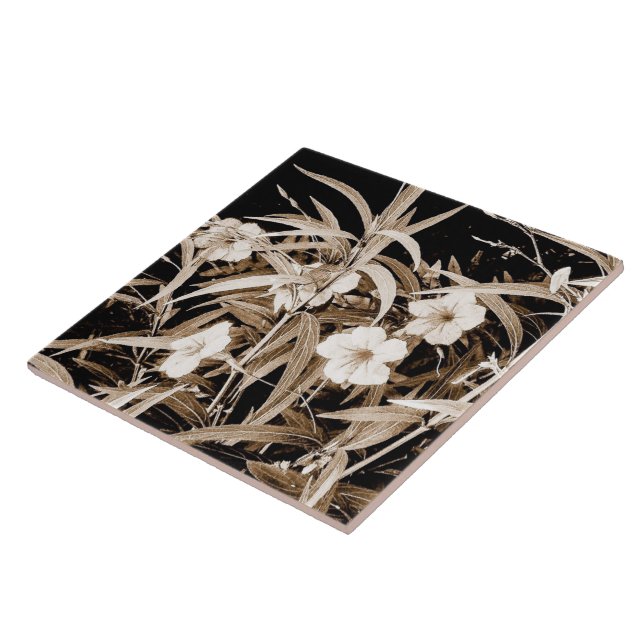 Sepia Tone Mexican Petunias Tile (Side)