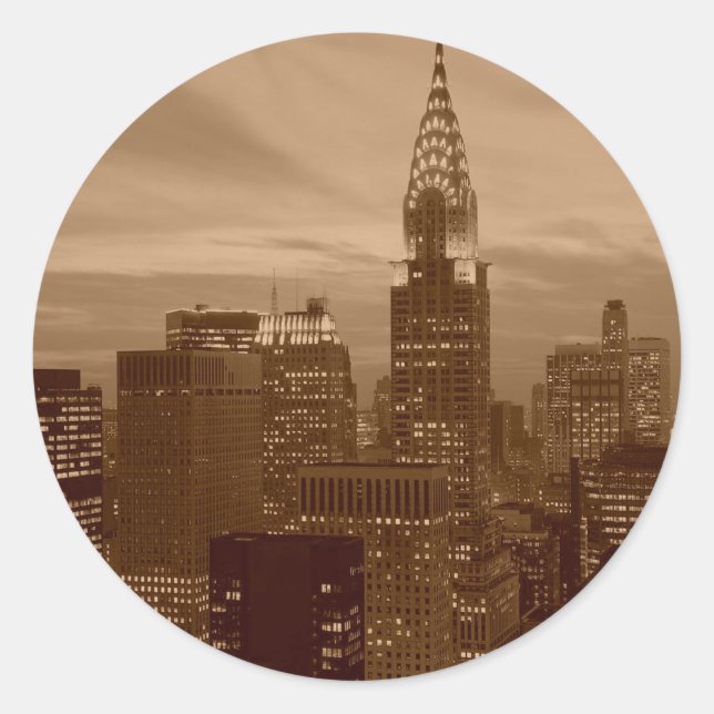 Sepia Tone New York City Classic Round Sticker (Front)