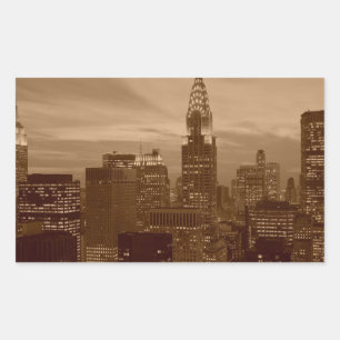 Sepia Tone New York City Rectangular Sticker