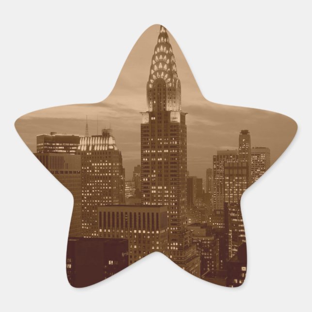 Sepia Tone New York City Star Sticker (Front)