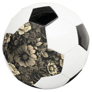 Sepia Tone Vintage Floral Print Football