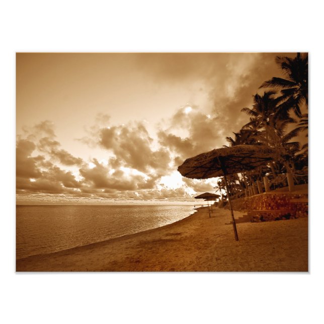 Sepia Toned Beach Scene Photo Print (Front)