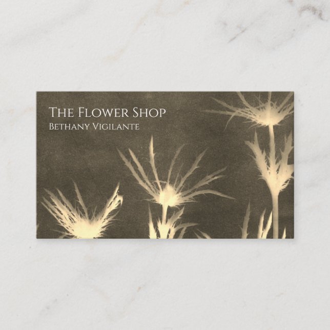 Sepia Toned Brown Flower Business Card  (Front)