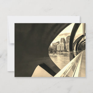 Sepia toned Calgary Cityscape through Peace Bridge Postcard