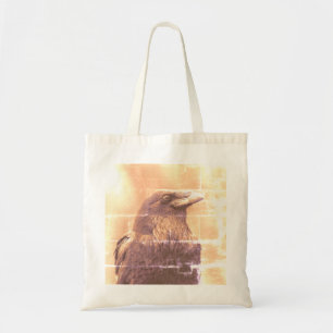 Sepia-toned Common Raven Portrait Tote Bag
