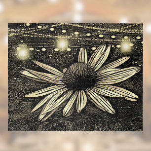 Sepia Toned Coneflower under Golden Jar Lights Jigsaw Puzzle