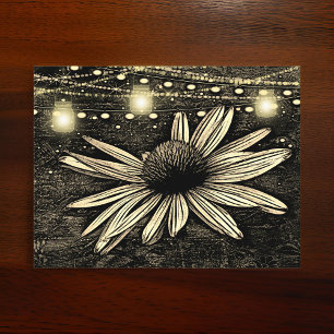 Sepia Toned Coneflower under Golden Jar Lights Postcard