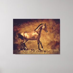 Sepia Toned Rustic Horse Art Canvas Print