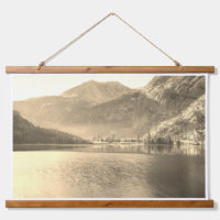 Sepia-toned Silver Lake with Mountain Landscape