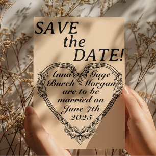 Sepia-Toned Victorian Heart Save-the-Date Postcard