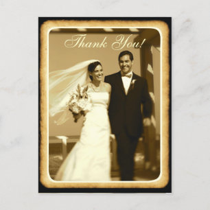 Sepia toned Vintage wedding thank you postcards