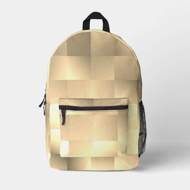   Sepia Tones in a Square Pattern Printed Backpack (Front)