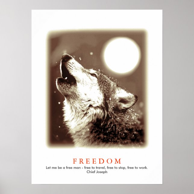 Sepia Unique Motivational Wolf Howls Print (Front)