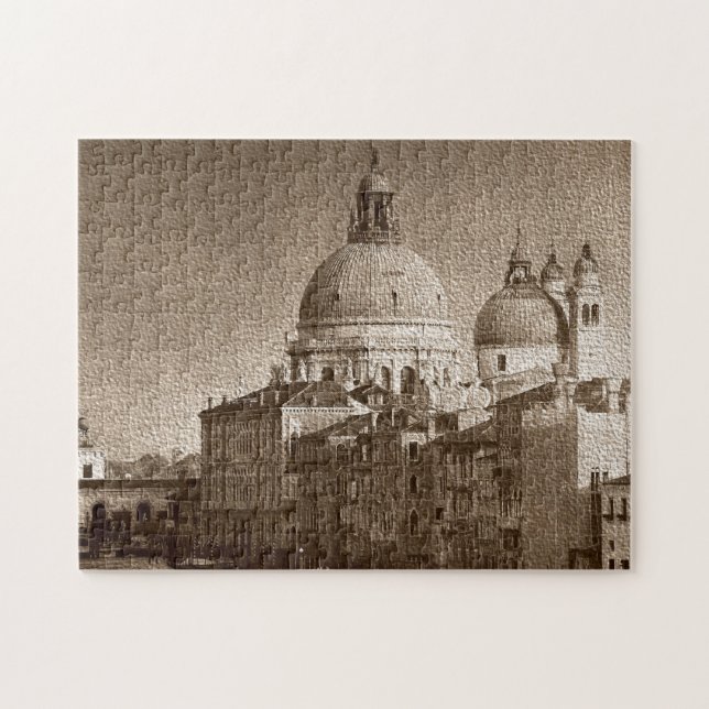 Sepia Venice Grand Canal Piazza San Marco Salute Jigsaw Puzzle (Horizontal)