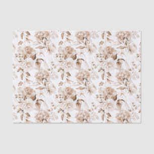 Sepia Vintage 1600s Floral Art Boho Baby Shower 3 Tissue Paper