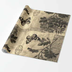 Sepia Vintage Linen Wrapping Paper