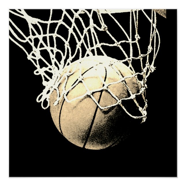 Sepia Vintage Look Basketball Perfect Art Poster (Front)