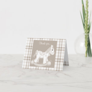 SEPIA VINTAGE PRAM TARTAN THANK YOU CARD