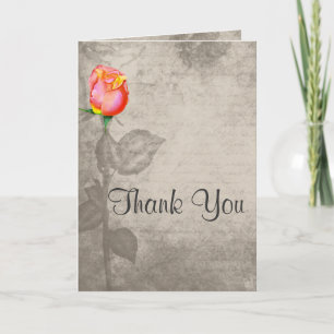 Sepia Vintage Spot Colour Peace Rose Thank You Card