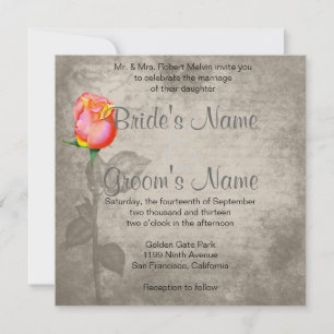 Sepia Vintage Spot Colour Peace Rose Wedding Invitation