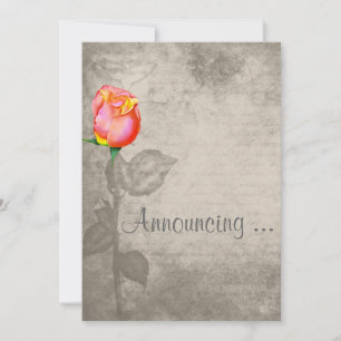 Sepia Vintage Spot Colour Peace Rose Wedding Invitation