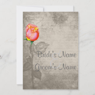 Sepia Vintage Spot Colour Peace Rose Wedding Invitation