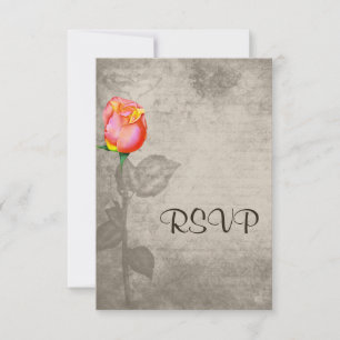 Sepia Vintage Spot Colour Peace Rose Wedding rsvp