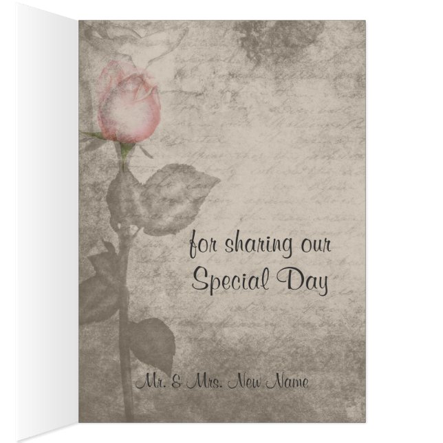 Sepia Vintage Spot Colour Pink Rose  Wedding (Inside (Right))