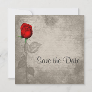 Sepia Vintage Spot Colour Red Rosebud Save the Dat Save The Date