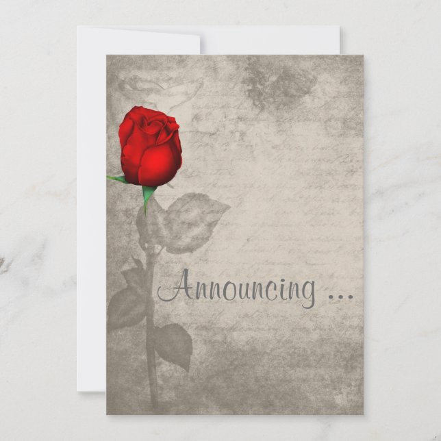 Sepia Vintage Spot Colour Rose Bud Wedding Invitation (Front)