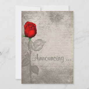 Sepia Vintage Spot Colour Rose Bud Wedding Invitation